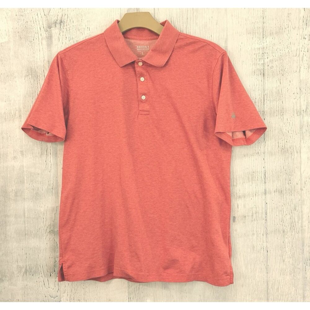 Brooks Brothers Polo Shirt Mens L Heather Red Supima Cotton Soft Casual